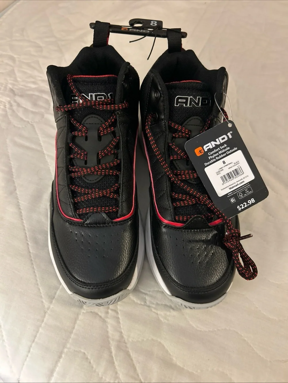 And1 Black Athletic Sneakers with Red Trim